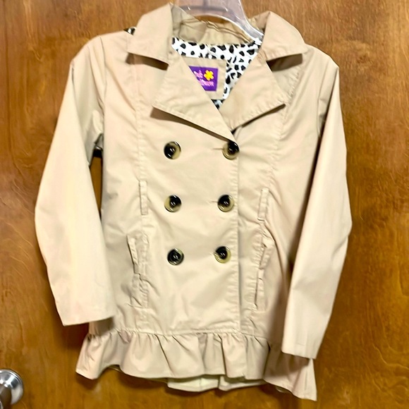 Girls Pink Platinum Coat with Cheetah Print lining and detachable hoodie. SZ 7/8 - Picture 1 of 4